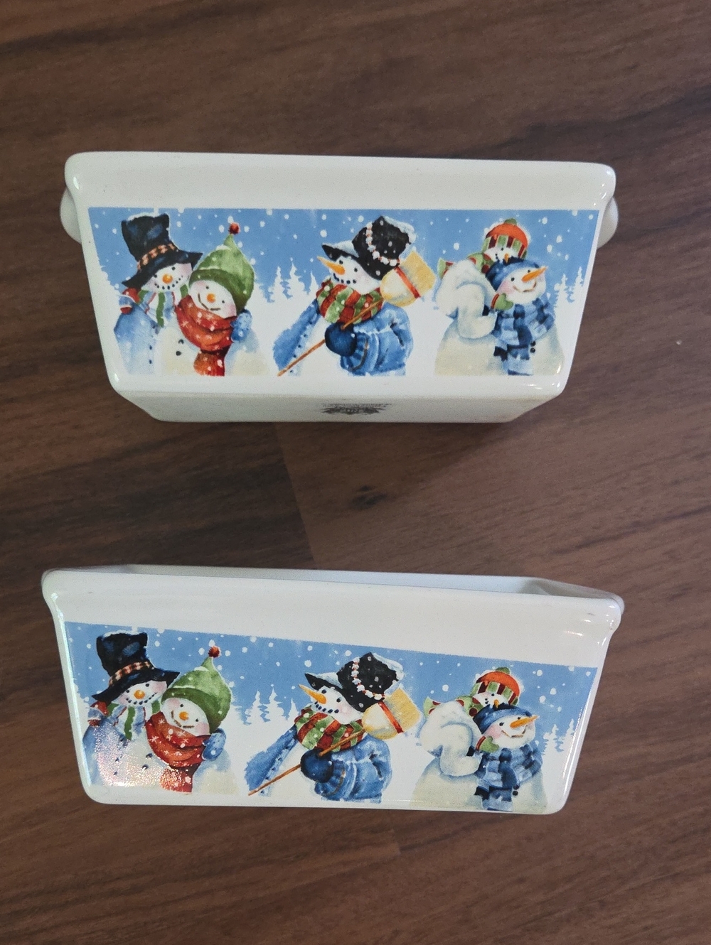 Pair of Ceramic Snowman Mini Loaf Pans